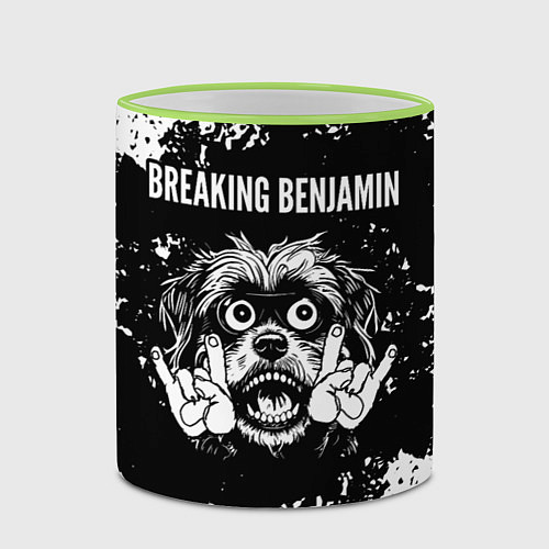 Кружка цветная Breaking Benjamin рок пес / 3D-Светло-зеленый кант – фото 2