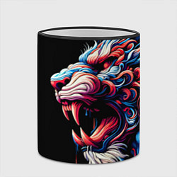 Кружка 3D Фантазийный красочный тигр - ирезуми, цвет: 3D-черный кант — фото 2