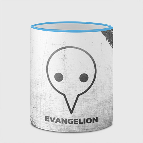 Кружка цветная Evangelion - white gradient / 3D-Небесно-голубой кант – фото 2