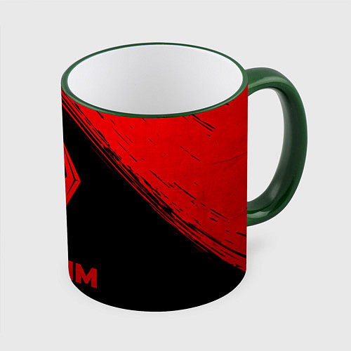 Кружка цветная Skyrim - red gradient / 3D-Зеленый кант – фото 1