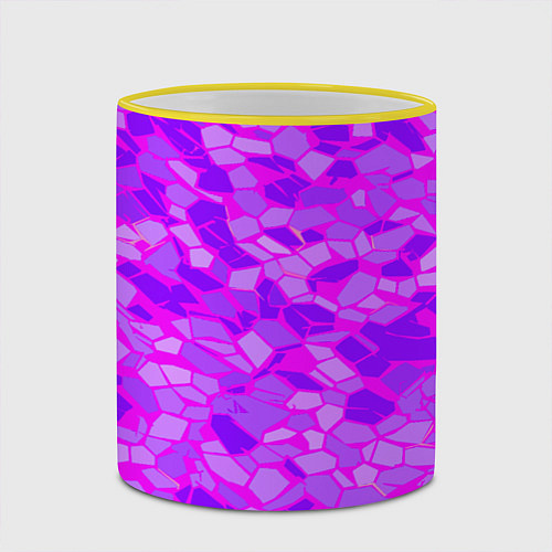 Кружка цветная Фиолетовые плитки на розовом фоне / 3D-Желтый кант – фото 2