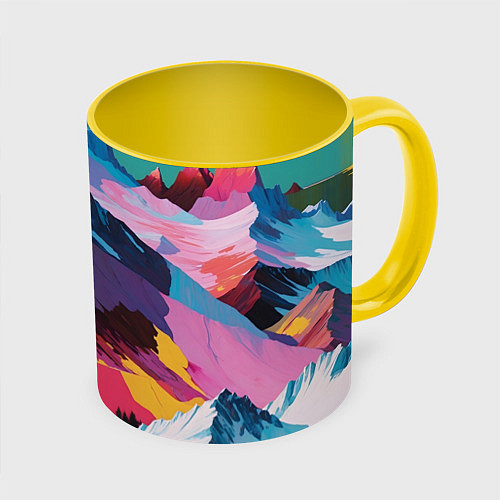 Кружка цветная Горы краски / 3D-Белый + желтый – фото 1