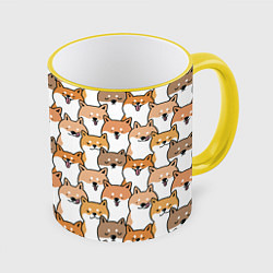 Кружка 3D Узор сиба ину, цвет: 3D-желтый кант