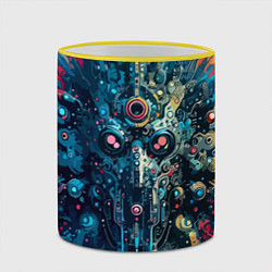 Кружка 3D Таинственная кибер физиономия - паттерн, цвет: 3D-желтый кант — фото 2