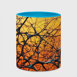 Кружка 3D Чёрные волокна и жёлтый градиент абстракция, цвет: 3D-белый + небесно-голубой — фото 2