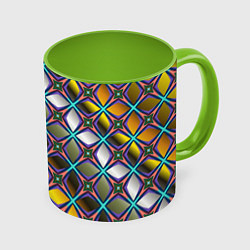 Кружка 3D Марокканская вязь, цвет: 3D-белый + светло-зеленый