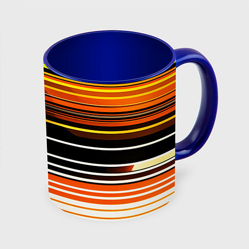 Кружка цветная Разноцветные вертикальные линии / 3D-Белый + синий – фото 1