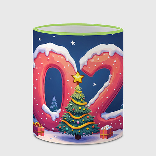 Кружка цветная Елка 2025 / 3D-Светло-зеленый кант – фото 2