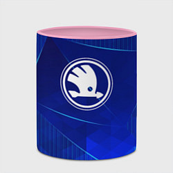 Кружка 3D Skoda blue poly, цвет: 3D-белый + розовый — фото 2