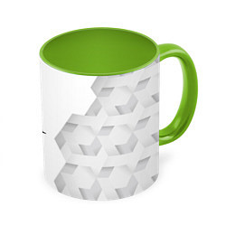 Кружка 3D Queen white poly, цвет: 3D-белый + светло-зеленый