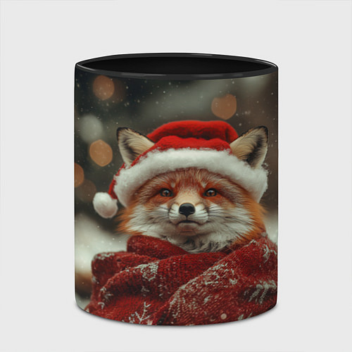 Кружка цветная Новогодняя рыжая лисица / 3D-Белый + черный – фото 2