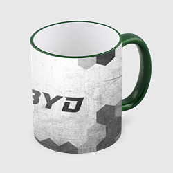 Кружка 3D BYD - white gradient по-горизонтали, цвет: 3D-зеленый кант