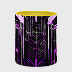 Кружка 3D Purple lines on a black background, цвет: 3D-белый + желтый — фото 2