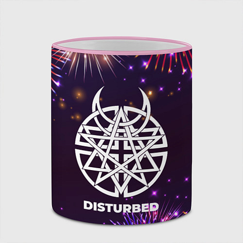 Кружка цветная Праздничный Disturbed / 3D-Розовый кант – фото 2