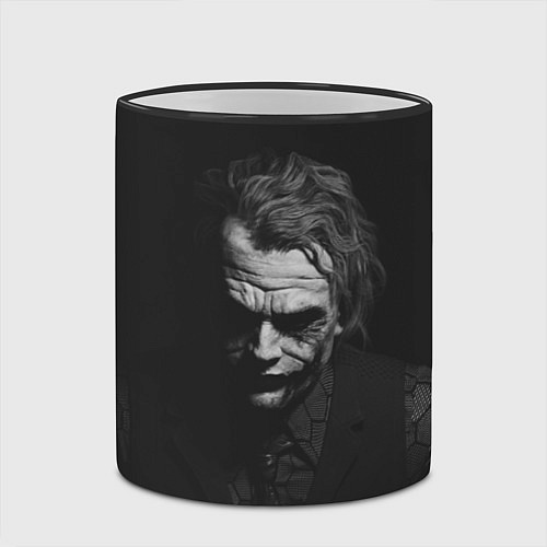 Кружка цветная Хит Леджер - Джокер / 3D-Черный кант – фото 2