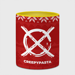 Кружка 3D Новогодний CreepyPasta, цвет: 3D-белый + желтый — фото 2