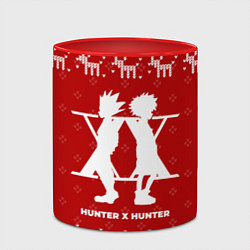 Кружка 3D Новогодний Hunter x Hunter с оленями, цвет: 3D-белый + красный — фото 2