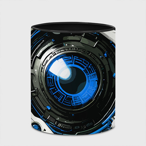 Кружка цветная Синяя сфера киберпанк / 3D-Белый + черный – фото 2