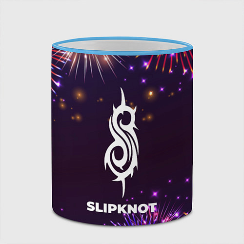 Кружка цветная Праздничный Slipknot Fireworks / 3D-Небесно-голубой кант – фото 2