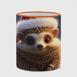 Кружка 3D Новогодний ежик в шапочке, цвет: 3D-оранжевый кант — фото 2