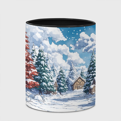 Кружка цветная Предновогодняя природа / 3D-Белый + черный – фото 2