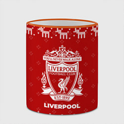 Кружка 3D Новогодний Liverpool с оленями, цвет: 3D-оранжевый кант — фото 2