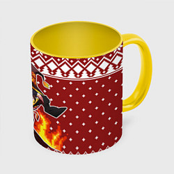 Кружка 3D Мегумин свитер новогодний, цвет: 3D-белый + желтый