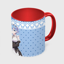 Кружка 3D Рем и Рам новогодний свитер, цвет: 3D-белый + красный