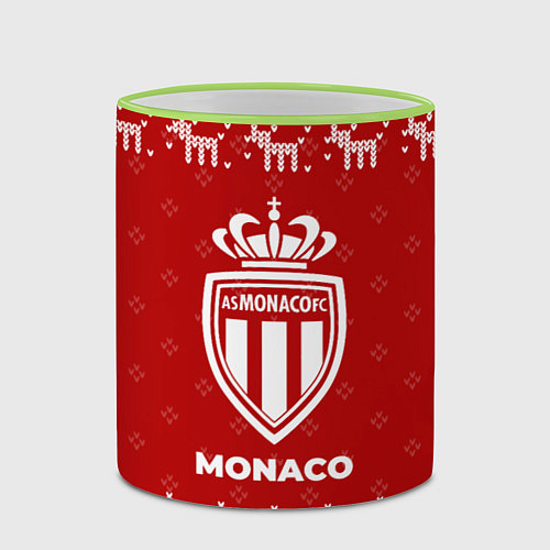 Кружка цветная Новогодний Monaco с оленями / 3D-Светло-зеленый кант – фото 2