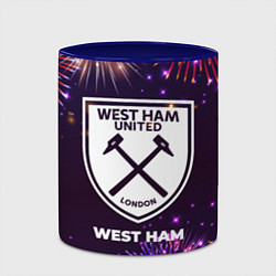 Кружка 3D Праздничный West Ham, цвет: 3D-белый + синий — фото 2