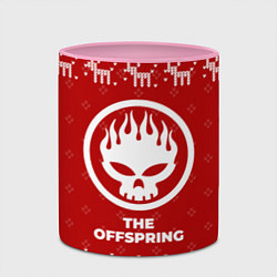 Кружка 3D Новогодний The Offspring с оленями, цвет: 3D-белый + розовый — фото 2