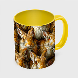 Кружка 3D Зайцы, цвет: 3D-белый + желтый