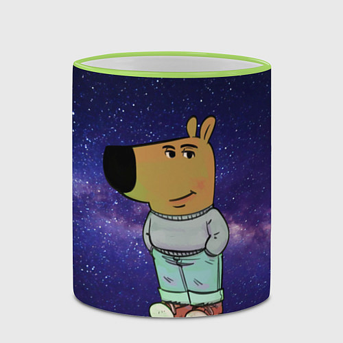 Кружка цветная Чиловый парень в космосе / 3D-Светло-зеленый кант – фото 2