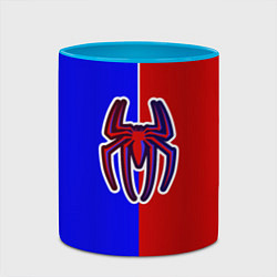 Кружка 3D Сине-красный паук - лого, цвет: 3D-белый + небесно-голубой — фото 2