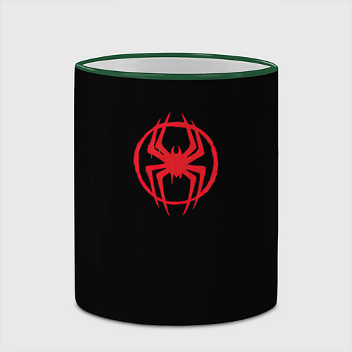Кружка цветная Miles Morales - logo / 3D-Зеленый кант – фото 2