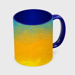 Кружка 3D Желто голубой градиент, цвет: 3D-белый + синий