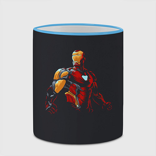 Кружка цветная Железный человек - арт / 3D-Небесно-голубой кант – фото 2