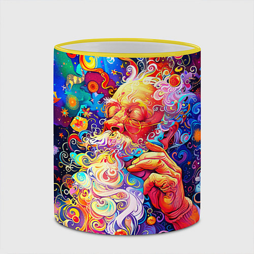 Кружка цветная Santa Claus: pop-art modern pointillism / 3D-Желтый кант – фото 2