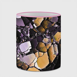 Кружка 3D Чёрно-жёлтый камень, цвет: 3D-розовый кант — фото 2
