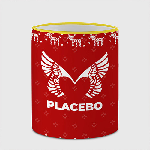 Кружка цветная Новогодний Placebo с оленями / 3D-Желтый кант – фото 2