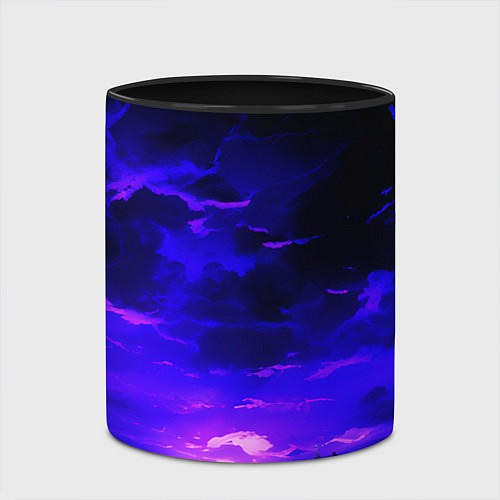 Кружка цветная Фиолетовый апокалиптический закат / 3D-Белый + черный – фото 2