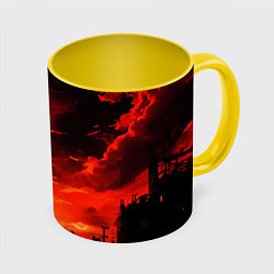 Кружка 3D Багровый апокалиптический закат, цвет: 3D-белый + желтый