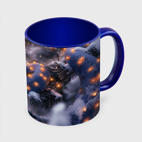 Кружка цветная Темная змея в фонариках / 3D-Белый + синий – фото 1