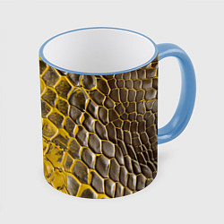 Кружка 3D Красивая кожа змеи, цвет: 3D-небесно-голубой кант