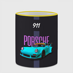 Кружка 3D Немецкий автомобиль Porsche 911, цвет: 3D-желтый кант — фото 2