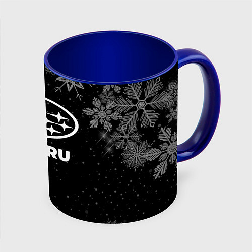 Кружка цветная Снежный Subaru / 3D-Белый + синий – фото 1