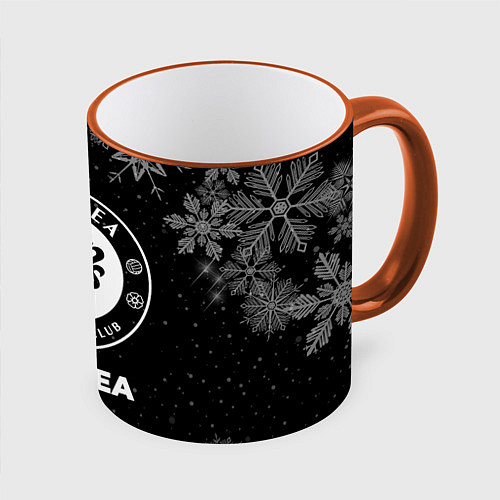 Кружка цветная Снежный Chelsea / 3D-Оранжевый кант – фото 1