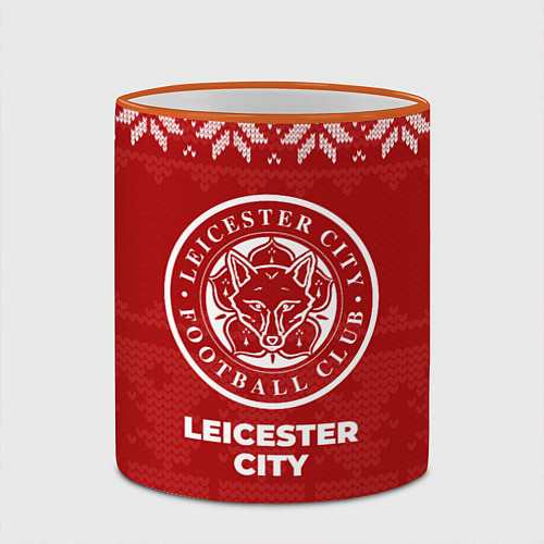 Кружка цветная Новогодний Leicester City / 3D-Оранжевый кант – фото 2