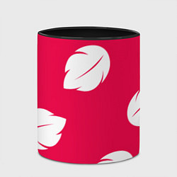 Кружка 3D Тестура платья Лило с листьями, цвет: 3D-белый + черный — фото 2