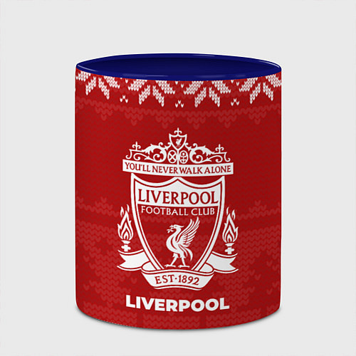 Кружка цветная Новогодний Liverpool / 3D-Белый + синий – фото 2